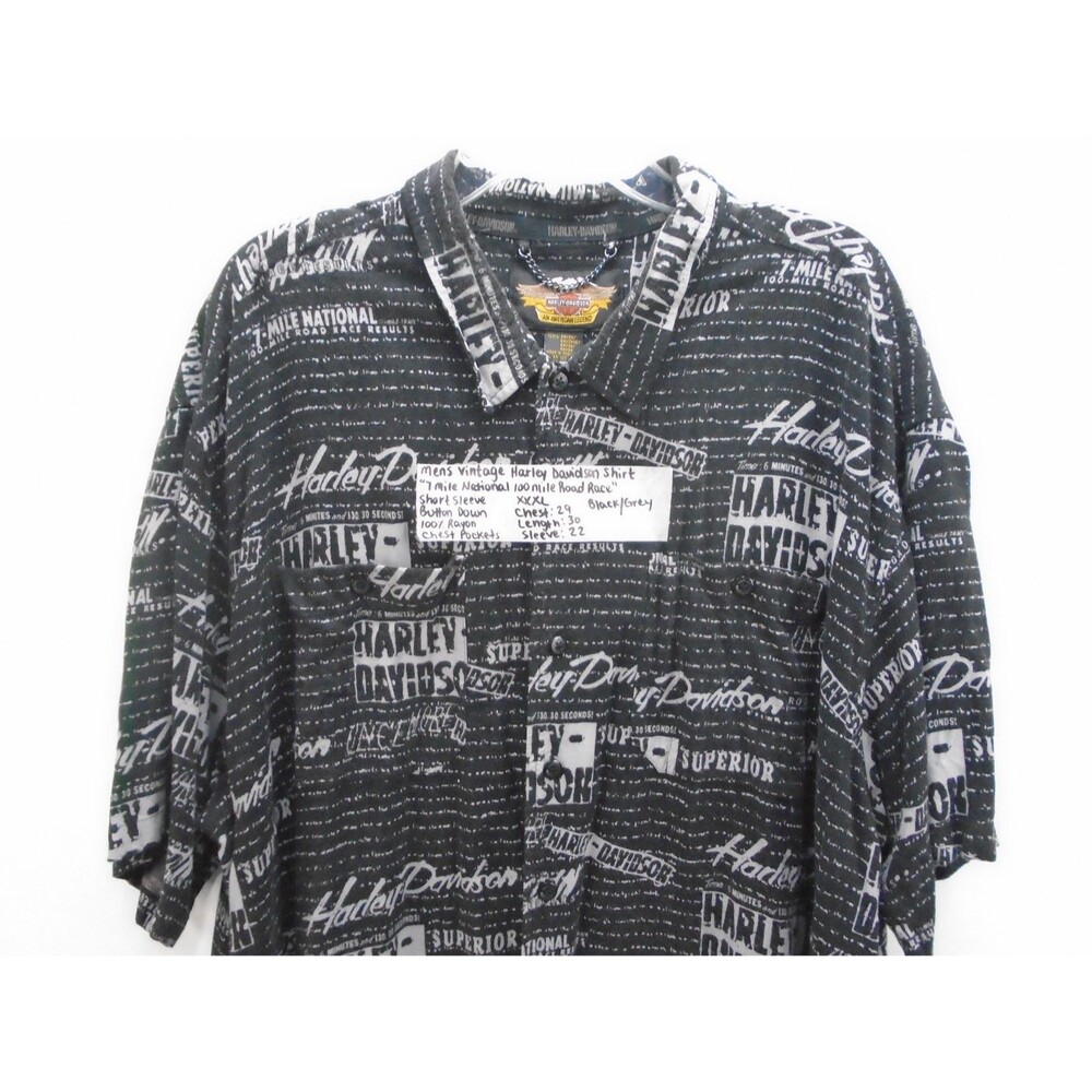 Vintage Harley-Davidson Mens Shirt 3XL 7 Mile 100 Mile Road Race all-over-print - Picture 2 of 6